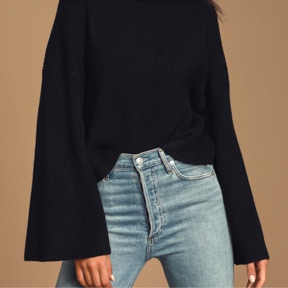 Lulus Fireside Chats Black Knit Turtleneck Sweater Size S - Picture 5 of 9